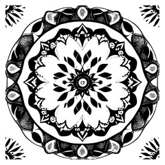 Flower clipart vector design black and white