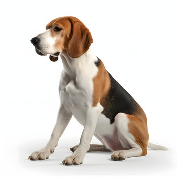  American Foxhound breed dog isolated on white background