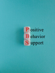 Positive behavior support symbol. Concept words Positive behavior support on wooden cubes on a beautiful blue background. Business, psychological and Positive behavior support concept. Copy space.