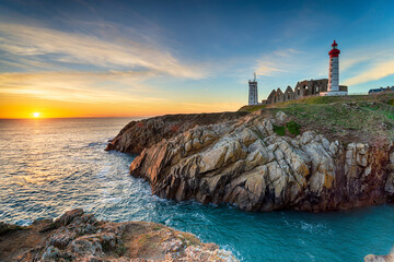 Sunset over the lighthouse at  Pointe Saint Mathieu