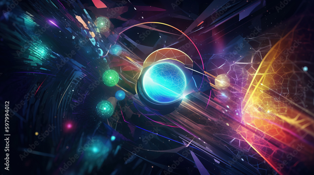 Poster abstract background of technology sphere,created with generative ai tecnology.