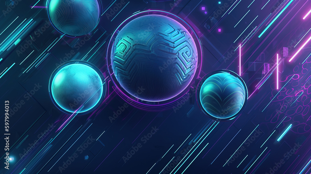 Poster abstract background of technology sphere,created with generative ai tecnology.