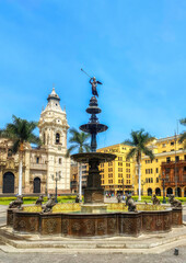 The fountain in Plaza Mayor, Lima, Peru