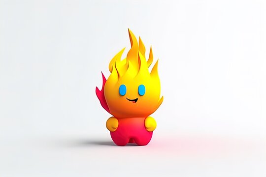 Fire flame elemental character 3d icon 3d render on isolated background