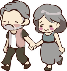 Old people couple are walking together png graphic clipart design
