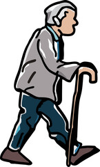 Obraz premium Old person is walking png graphic clipart design