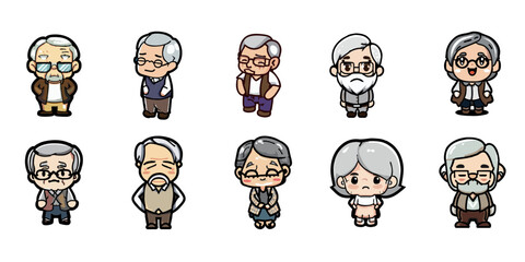 old person vector set collection graphic clipart design