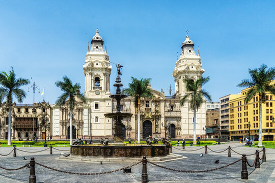 Plaza Mayor in Historic Center in Lima, Peru.