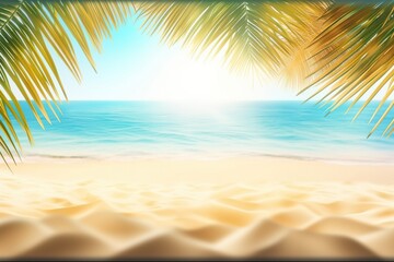 A serene tropical beach setting with ample white space for creative design elements. Ai generated.