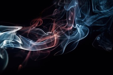 White smoke on a black background, an abstract design for compositions. Ai generated.