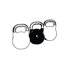 Kettle Bells, Kettle Bells Vector, Gym equipment, Gym equipment isolated, Gym equipment vector, Gym equipment silhouette.