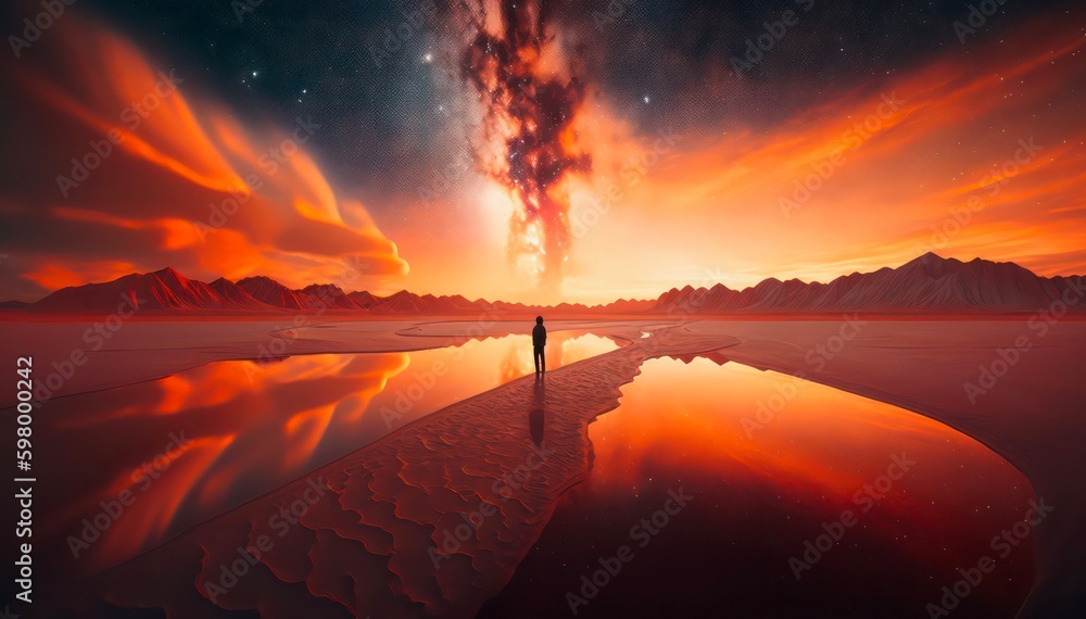 Canvas Prints amazing landscape as background design. galaxies, nebula and stars in space. generative ai.