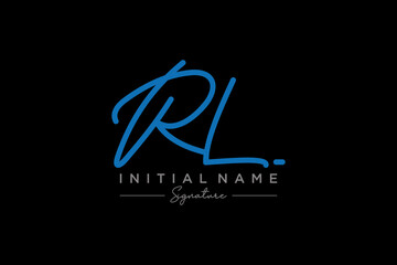 Initial RL signature logo template vector. Hand drawn Calligraphy lettering Vector illustration.