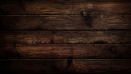 Naklejka premium A dark brown wood wall with a dark background, AI Generative