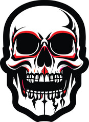 Smiling emblem colour skull tattoo art vector 