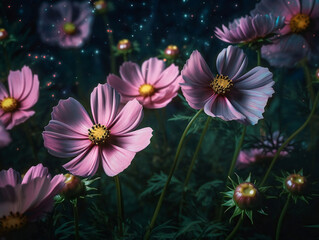 Fototapeta premium Cheerful Cosmos: A Burst of Color in Your Garden. Generative AI