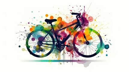 Fototapeta na wymiar a bicycle in a modern colorful designer artwork, generative ai technology