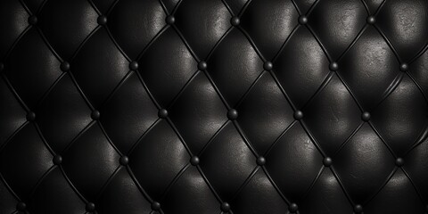Detailed texture of black leather upholstery background, luxury, generative ai
