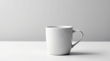 A white mug with a neutral white background, mug mockup, Generative AI