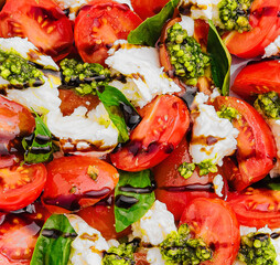 Traditional italian caprice salad tomato mozzarella cheese and basil