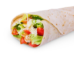 shawarma with chicken on white background