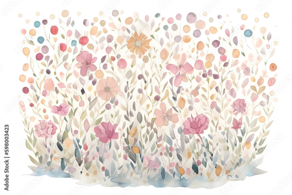 Wall mural Watercolor painting of colorful flowers. Generative AI