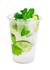 Fresh mojito drink on white background