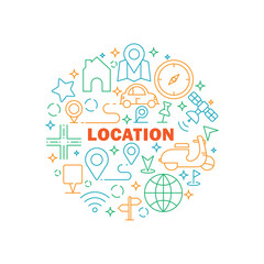 Location Icons Circle Shape Background Vector Design.