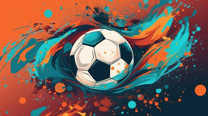 a soccer in a colorful wave, modern design, generative ai technology