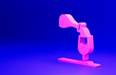 Pink Wine tasting, degustation icon isolated on blue background. Sommelier. Smells of wine. Minimalism concept. 3D render illustration