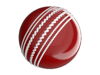Isolated Kookaburra Red Cricket World Cup Ball on White Background, 3d Render Illustration