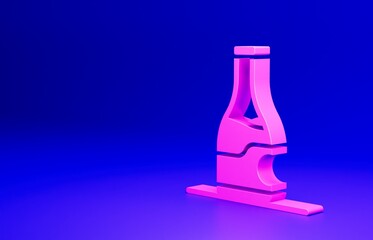 Pink Bottle of wine icon isolated on blue background. Minimalism concept. 3D render illustration