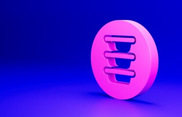 Pink Bowl icon isolated on blue background. Minimalism concept. 3D render illustration