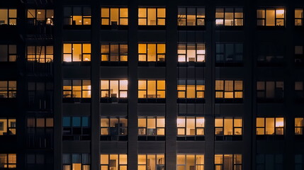 Fototapeta na wymiar night city windows light ,blurred lamp light , buildings and houses urban life style ,generated ai