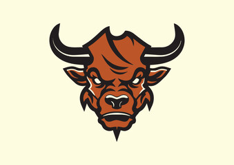 bull head vector, Bull head mascot, Buffalo logo, Vector mascot, cartoon and illustration of a angry bull head