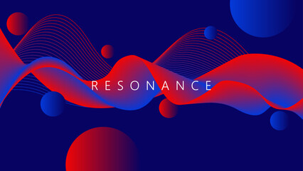 Abstract background with waves. Wavy background with dark blue and red colors. Resonating waves. Abstract background with dynamic effect. Modern pattern. Vector illustration for design.