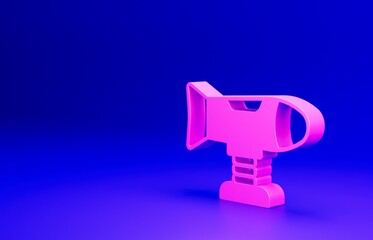 Pink Swing plane on the playground icon isolated on blue background. Childrens carousel with plane. Amusement icon. Minimalism concept. 3D render illustration