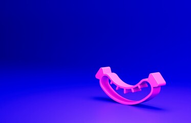 Pink Sausage icon isolated on blue background. Grilled sausage and aroma sign. Minimalism concept. 3D render illustration
