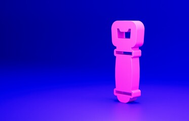 Pink Bottle opener icon isolated on blue background. Minimalism concept. 3D render illustration