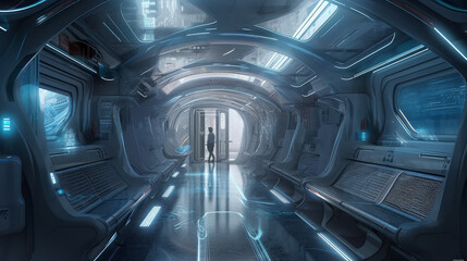 a futuristic train in a light tunel, generative ai