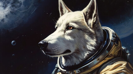 portrait of a husky, husky as an astronaut, generative ai