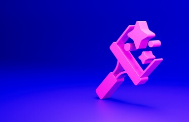 Pink Cleaning service with of rubber cleaner for windows icon isolated on blue background. Squeegee, scraper, wiper. Minimalism concept. 3D render illustration