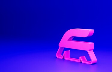Pink Brush for cleaning icon isolated on blue background. Cleaning service concept. Minimalism concept. 3D render illustration