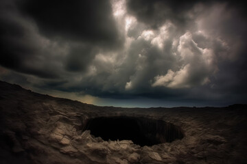 Fototapeta na wymiar Hole in the Dramatic Clouds