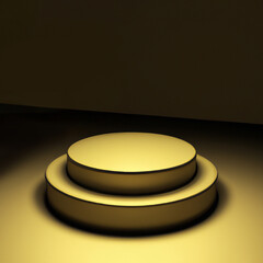 Gold Podium in focus on a dark background 