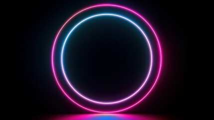 Abstract neon background with fluorescent ring, generative ai
