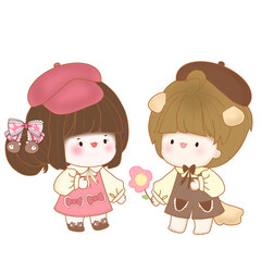 cute cartoon  baby  boy and girl