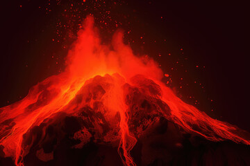 Volcano eruption. AI generated volcanic eruption with lava going down