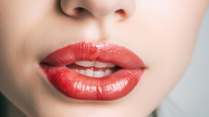 Obraz premium Bleb on a lip on white background, generative ai