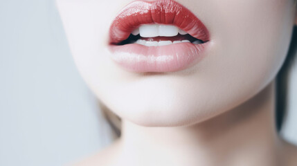 Bleb on a lip on white background, generative ai